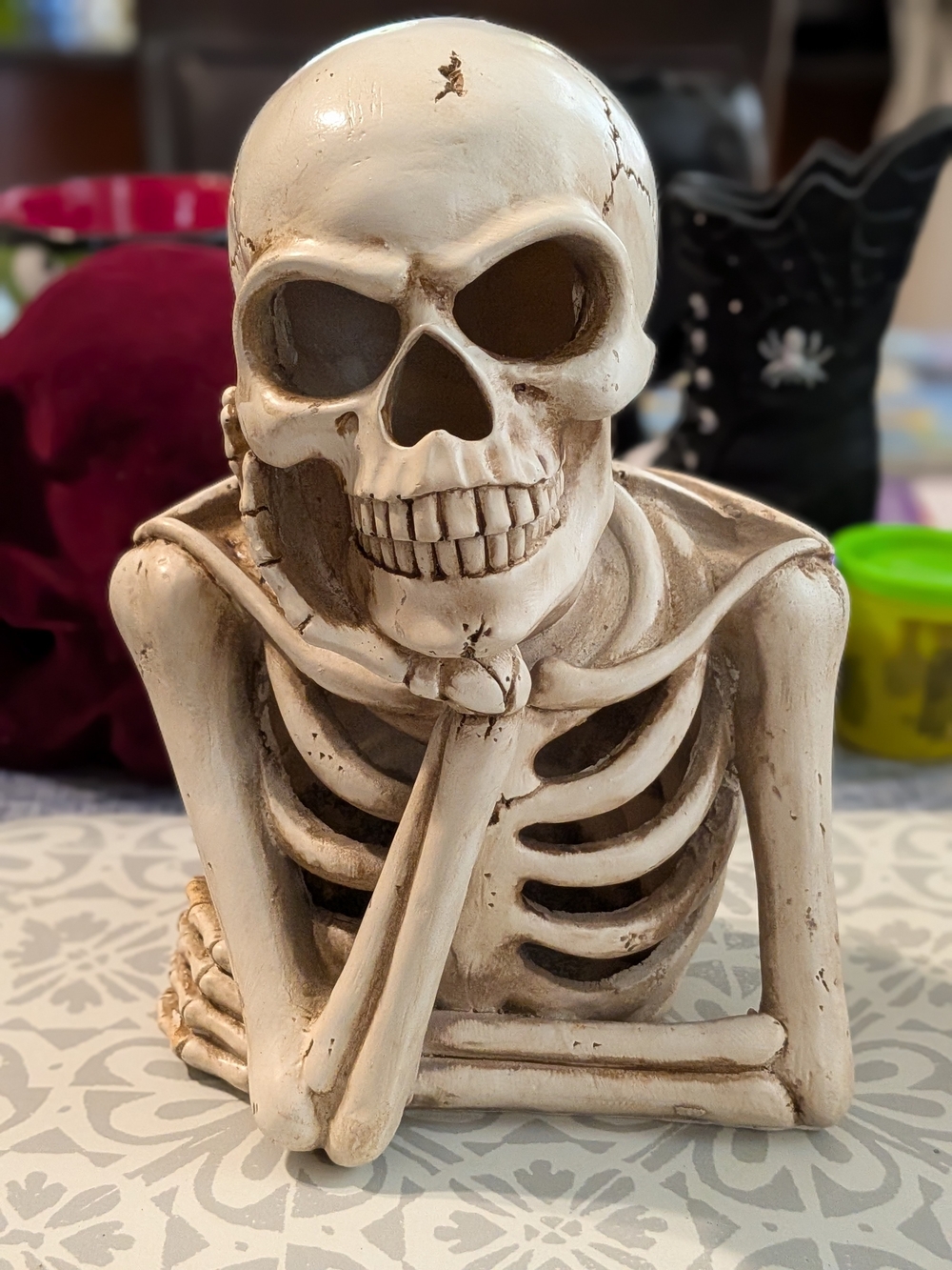 Decorative Cream Skeletal Bust Sculpture - Home Accents
